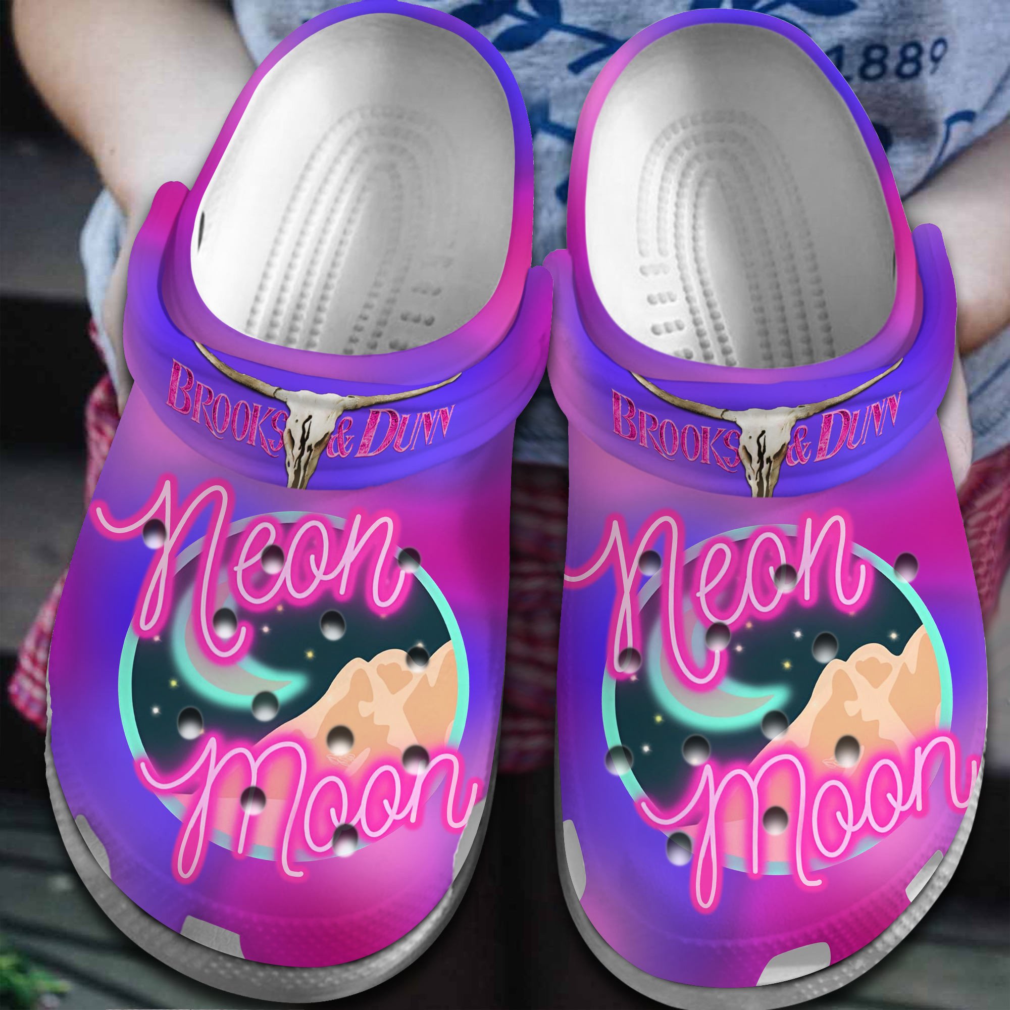 Footwearmerch Brooks and Dunn Music neon moon Crocs Crocband Clogs Shoes Comfortable For Men Women and Kids