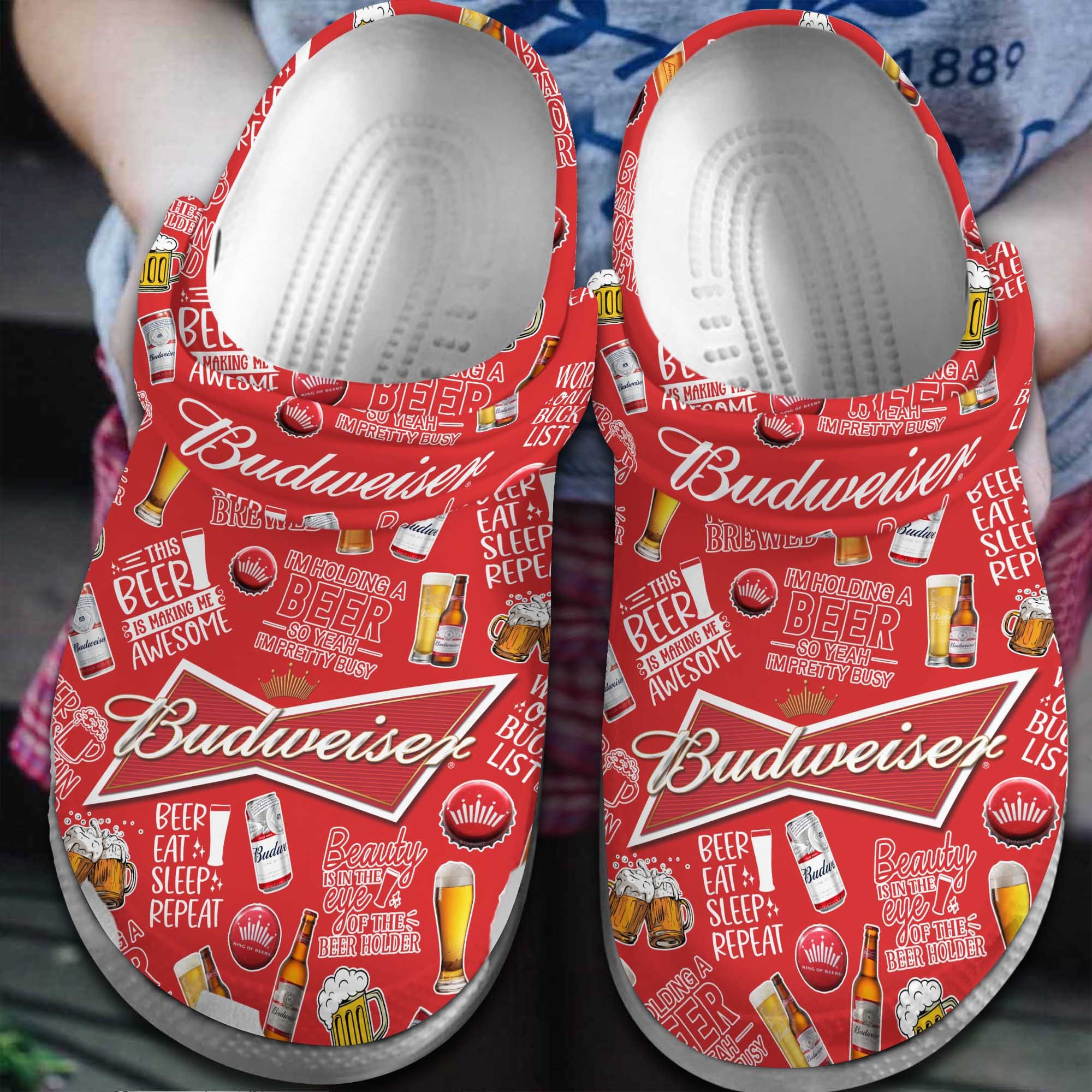 Footwearmerch Budweiser Beer Crocs Crocband Clogs Shoes Comfortable For Men Women and Kids