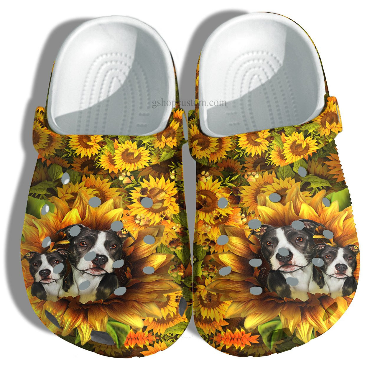 Footwearmerch Bull Dog Mom Sunflower 3D Shoes Customize - Pet Lover Cat Dog Sunflower Shoes Croc Clogs