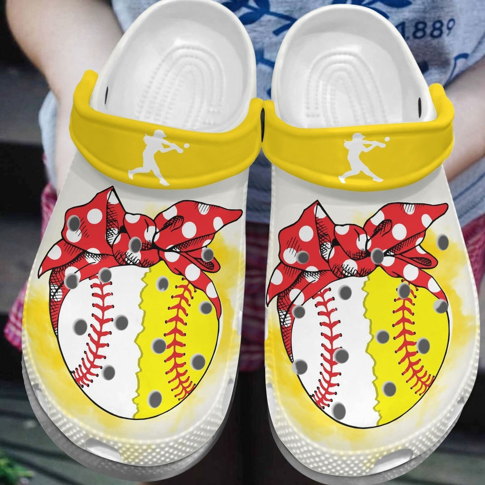 Footwearmerch Busy Raising Ballers Softball Baseball Mom Yellow Clogs Shoes