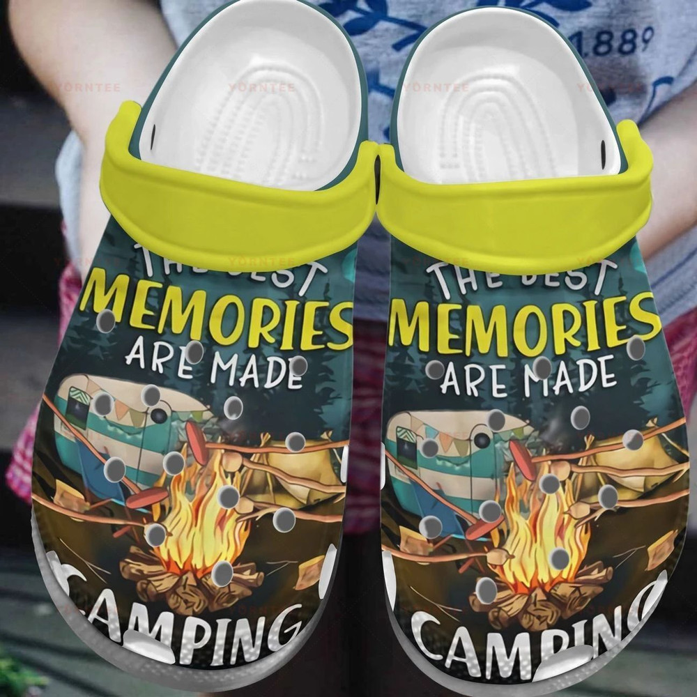 Footwearmerch Camping Lovers The Best Memories Are Made Gift For Lover Rubber clog Shoes Comfy Footwear