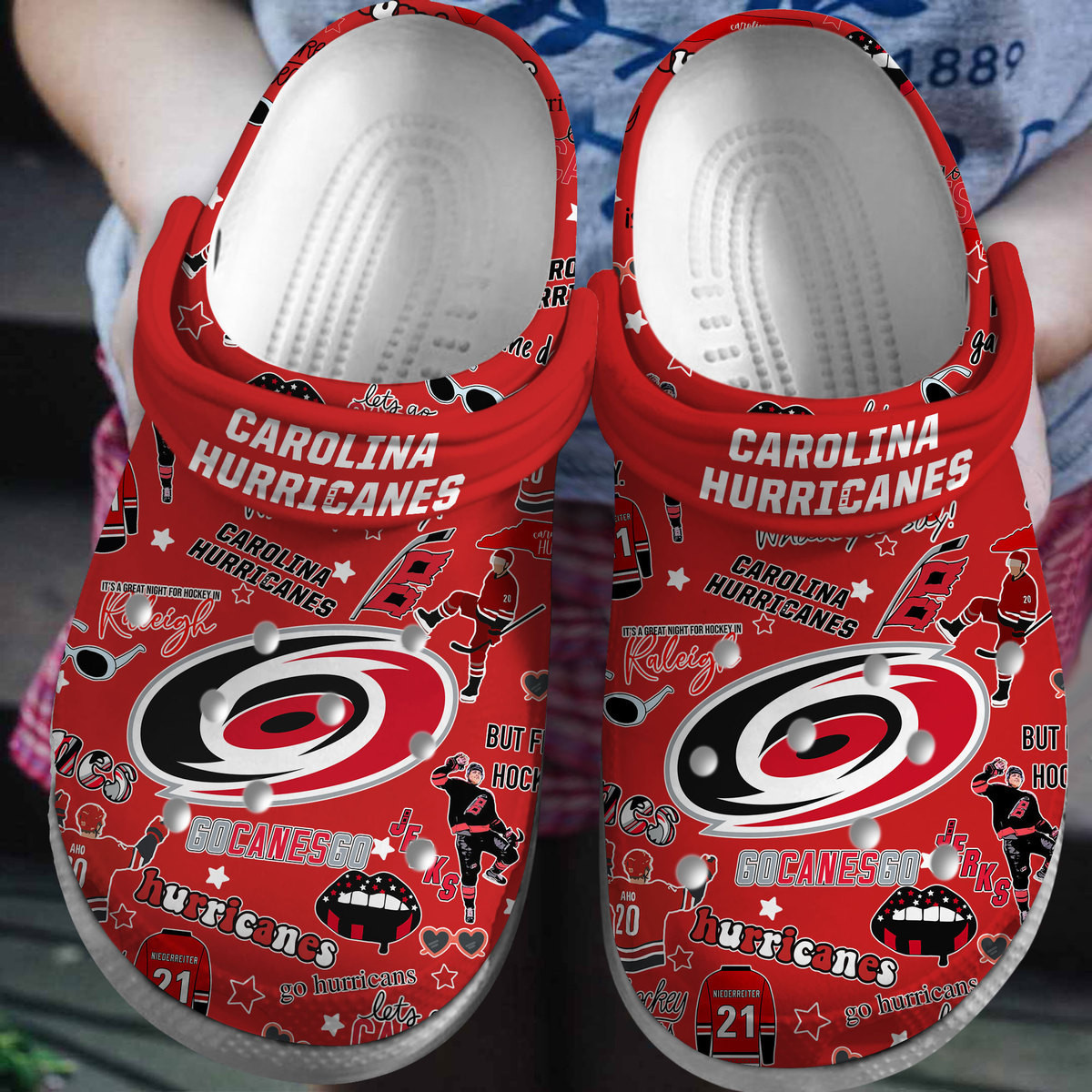 Footwearmerch Carolina Hurricanes NHL Sport Crocs Crocband Clogs Shoes Comfortable For Men Women and Kids