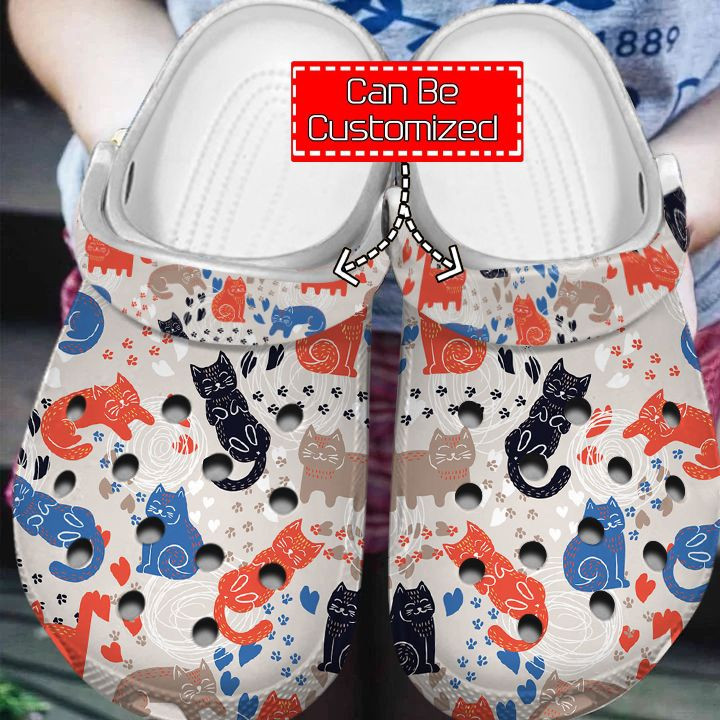 Footwearmerch Cat - Cute Funny Seamless Pattern Clog Shoes For Men And Women