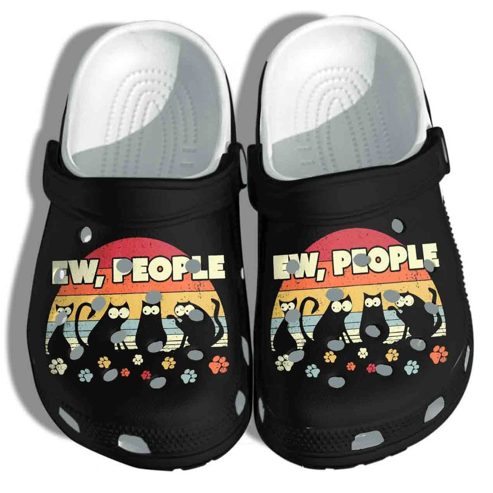 Footwearmerch Cats On Night Ew People Gift For Lover Rubber clog Shoes Comfy Footwear