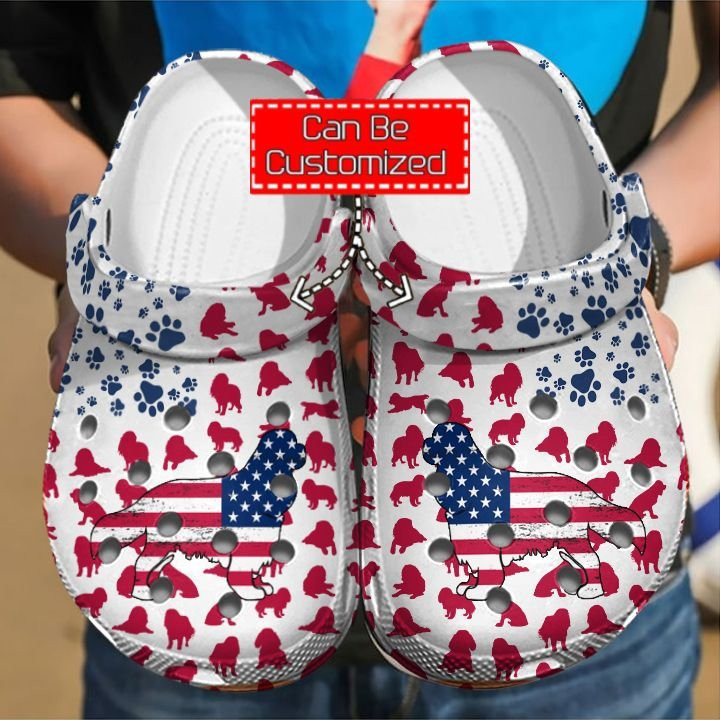 Footwearmerch Cavalier King Charles Spaniel American Flag clog Shoes Animal Print