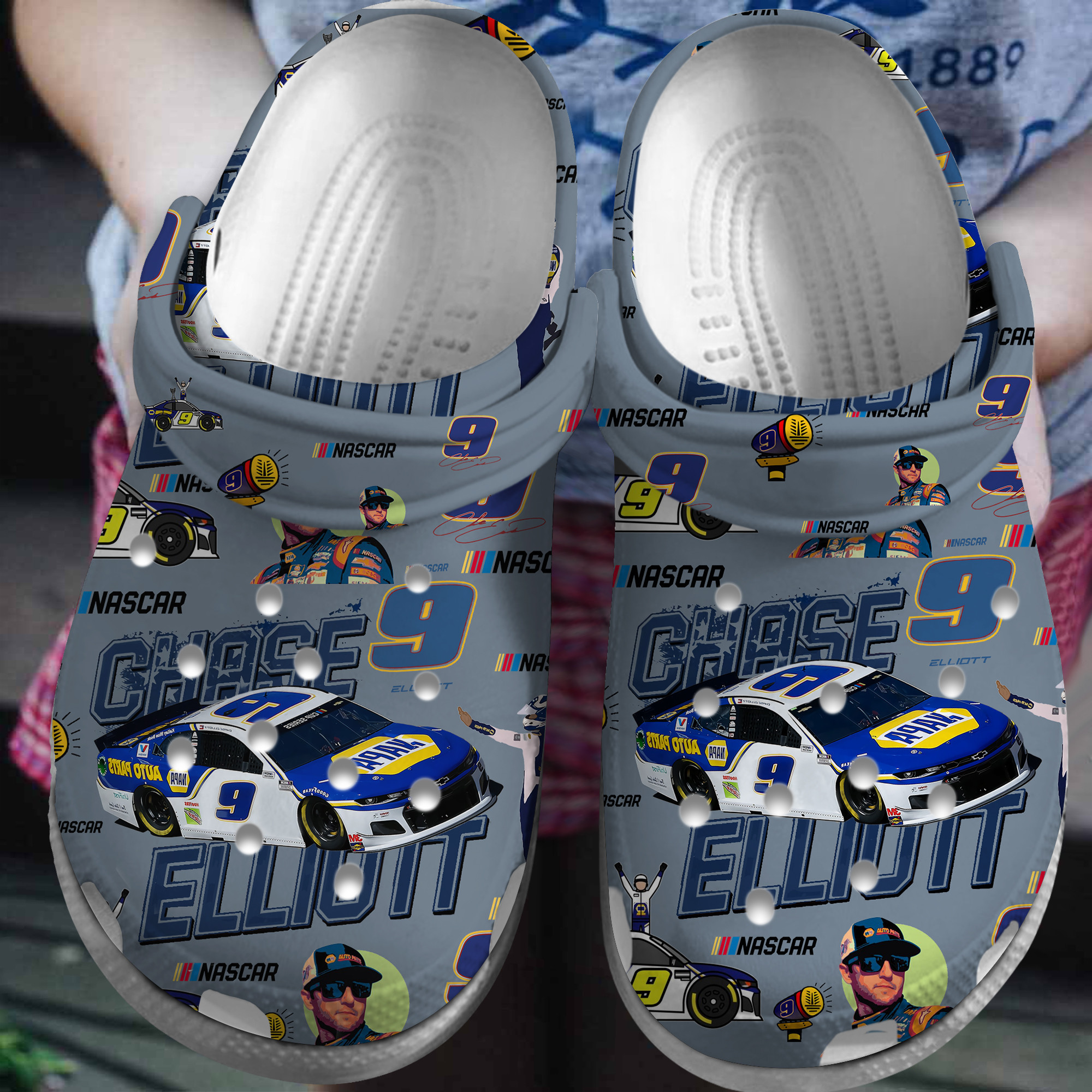 Footwearmerch Chase Elliott NASCAR Sport Crocs Crocband Clogs Shoes Comfortable For Men Women and Kids