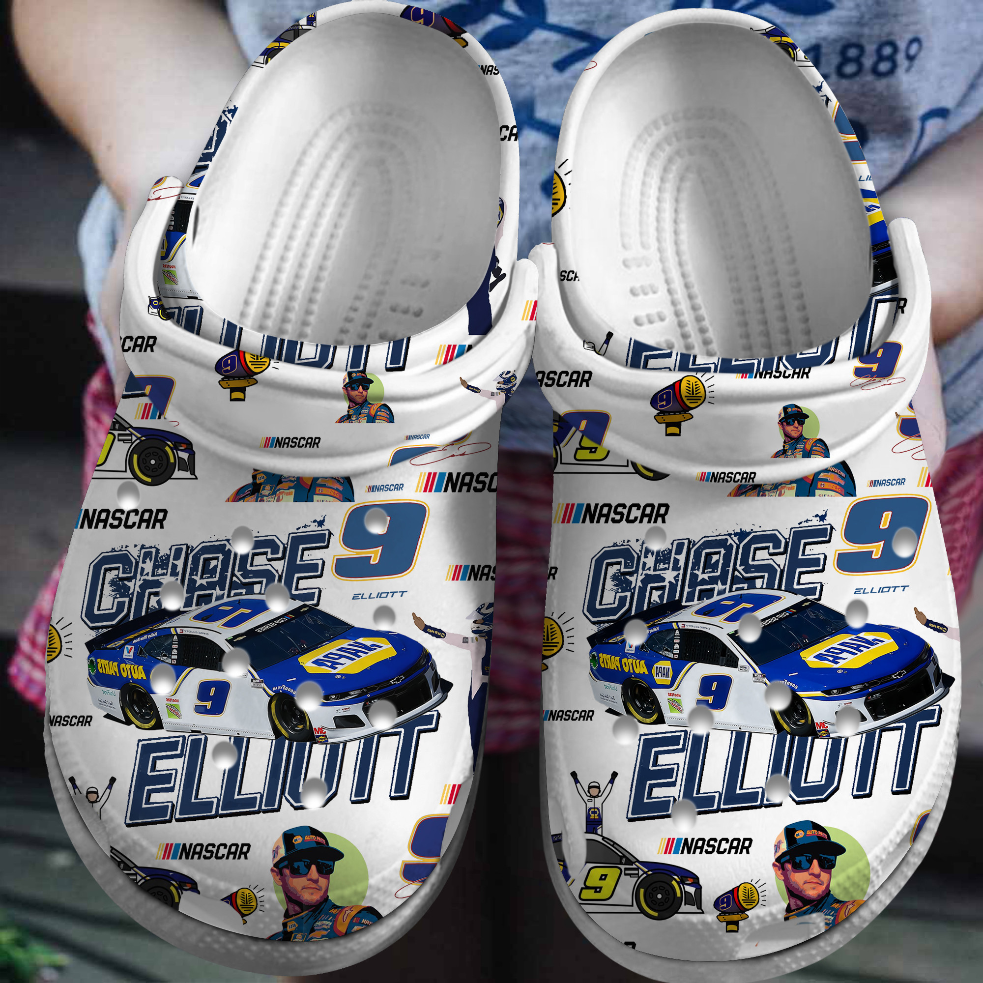 Footwearmerch Chase Elliott NASCAR Sport Crocs Crocband Clogs Shoes Comfortable For Men Women and Kids