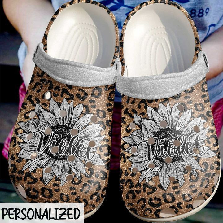 Footwearmerch Cheetah Personalized Sunflower Classic Clogs Shoes
