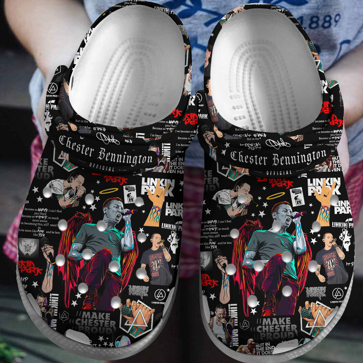 Footwearmerch Chester Bennington Music Crocs Crocband Clogs Shoes Comfortable For Men Women and Kids