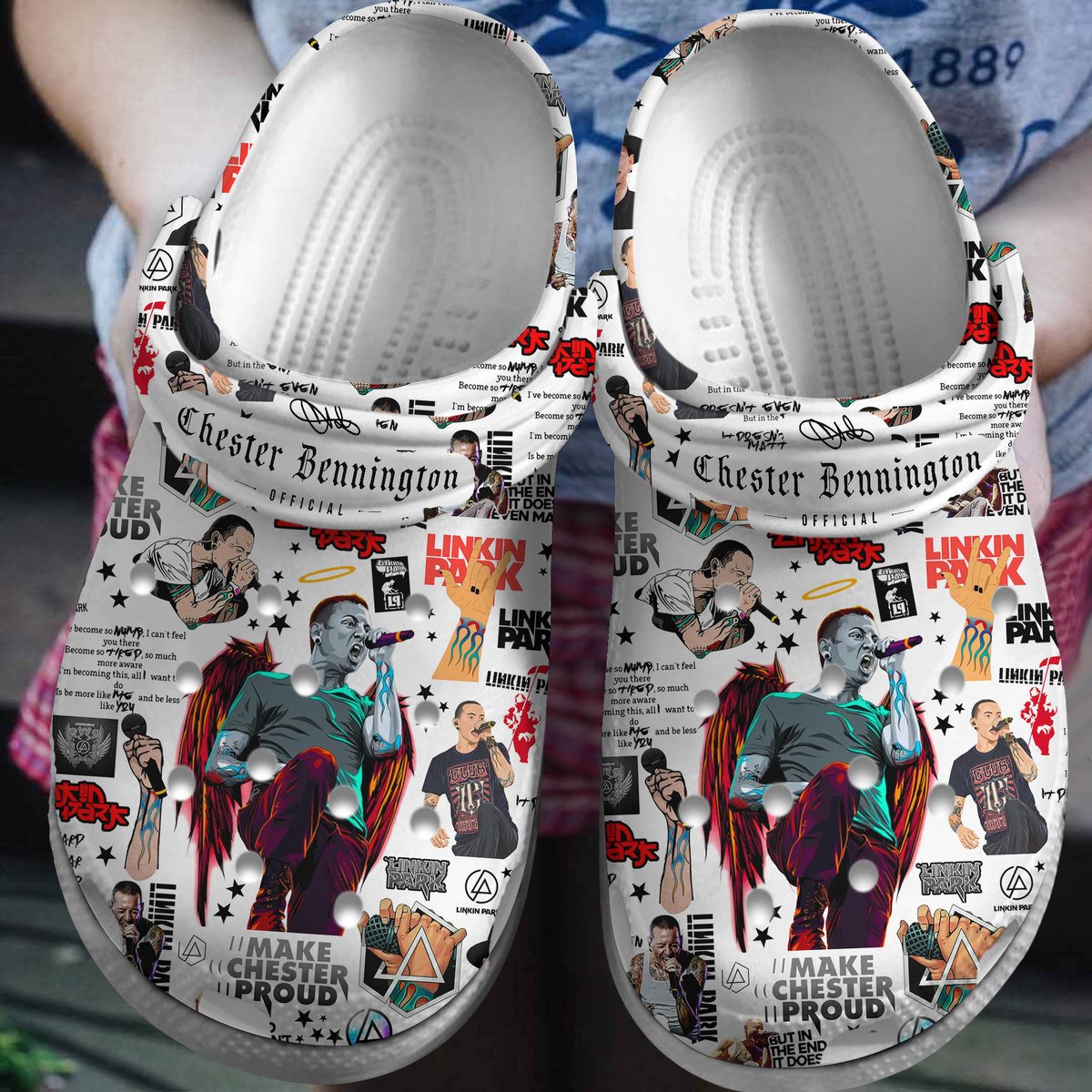 Footwearmerch Chester Bennington Music Crocs Crocband Clogs Shoes Comfortable For Men Women and Kids