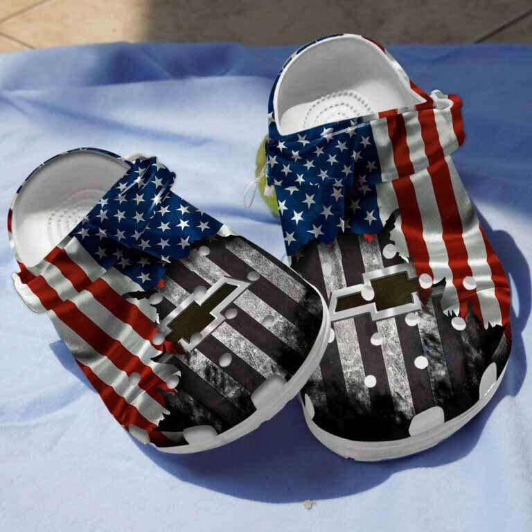Footwearmerch Chevy American Flag 4Th Of July Crocband Clogs
