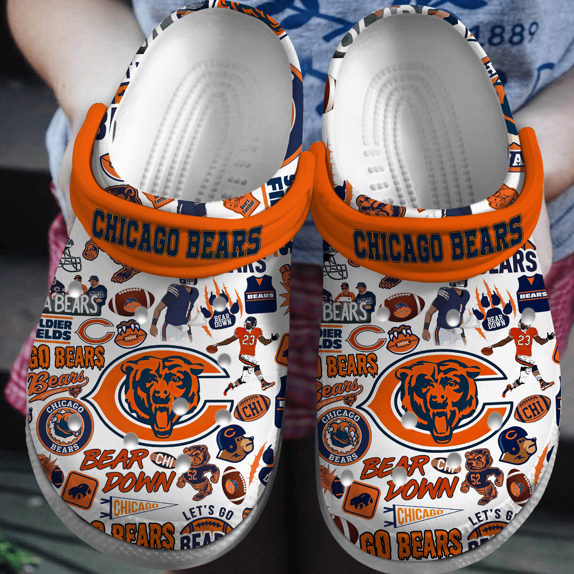 Footwearmerch Chicago Bears NFL Sport Crocs Crocband Clogs Shoes Comfortable For Men Women and Kids