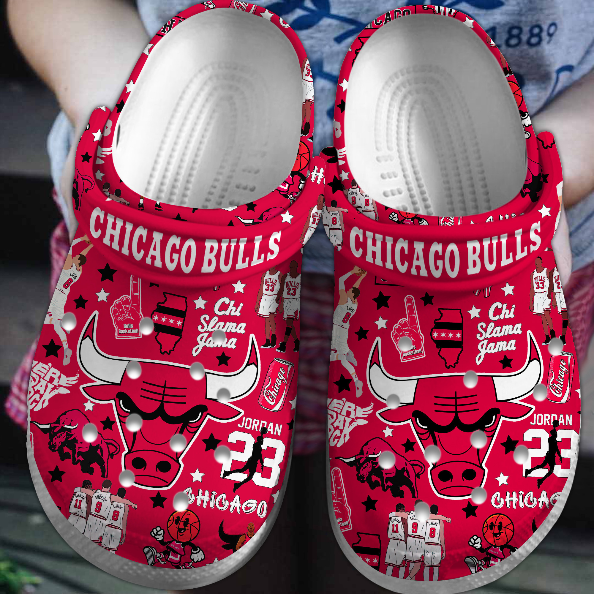 Footwearmerch Chicago Bulls NBA Sport Crocs Crocband Clogs Shoes Comfortable For Men Women and Kids