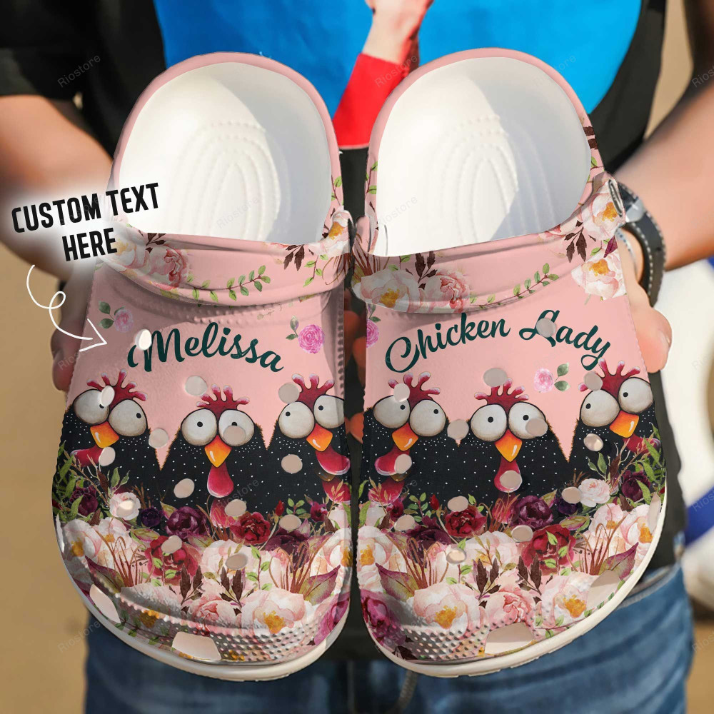 Footwearmerch Chicken Lady Custom Name Gift For Lover Rubber clog Shoes Comfy Footwear