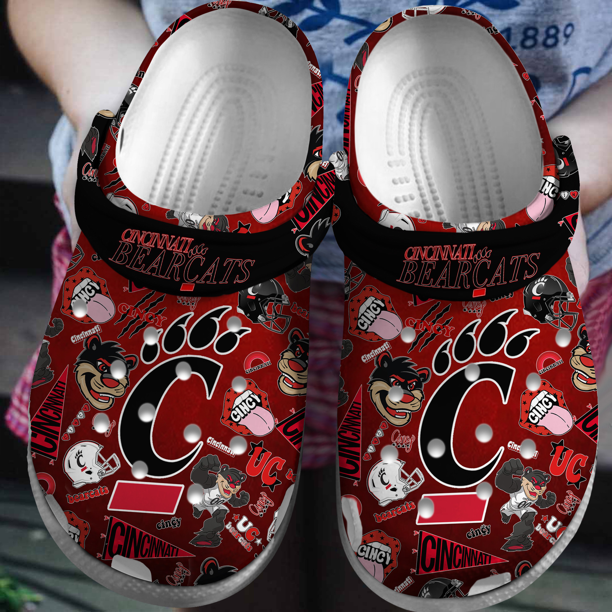 Footwearmerch Cincinnati Bearcats NCAA Sport Crocs Crocband Clogs Shoes Comfortable For Men Women and Kids