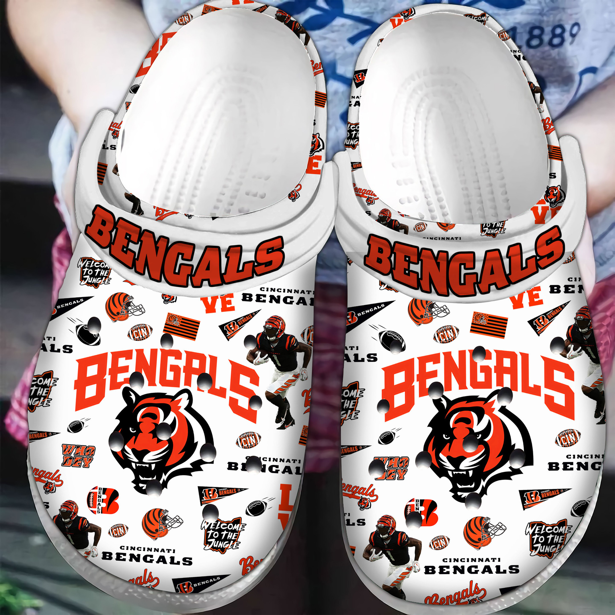 Footwearmerch Cincinnati Bengals NFL Sport Crocs Crocband Clogs Shoes Comfortable For Men Women and Kids