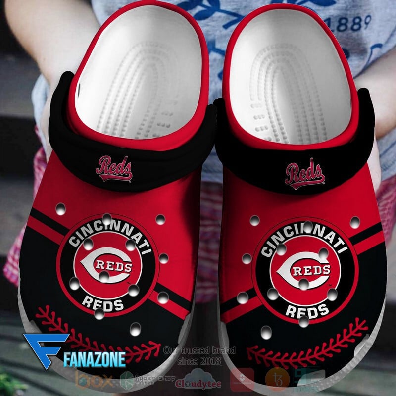 Footwearmerch Cincinnati Reds Red-Black MLB Sport Crocs Clogs Crocband Shoes Comfortable For Men Women and Kids