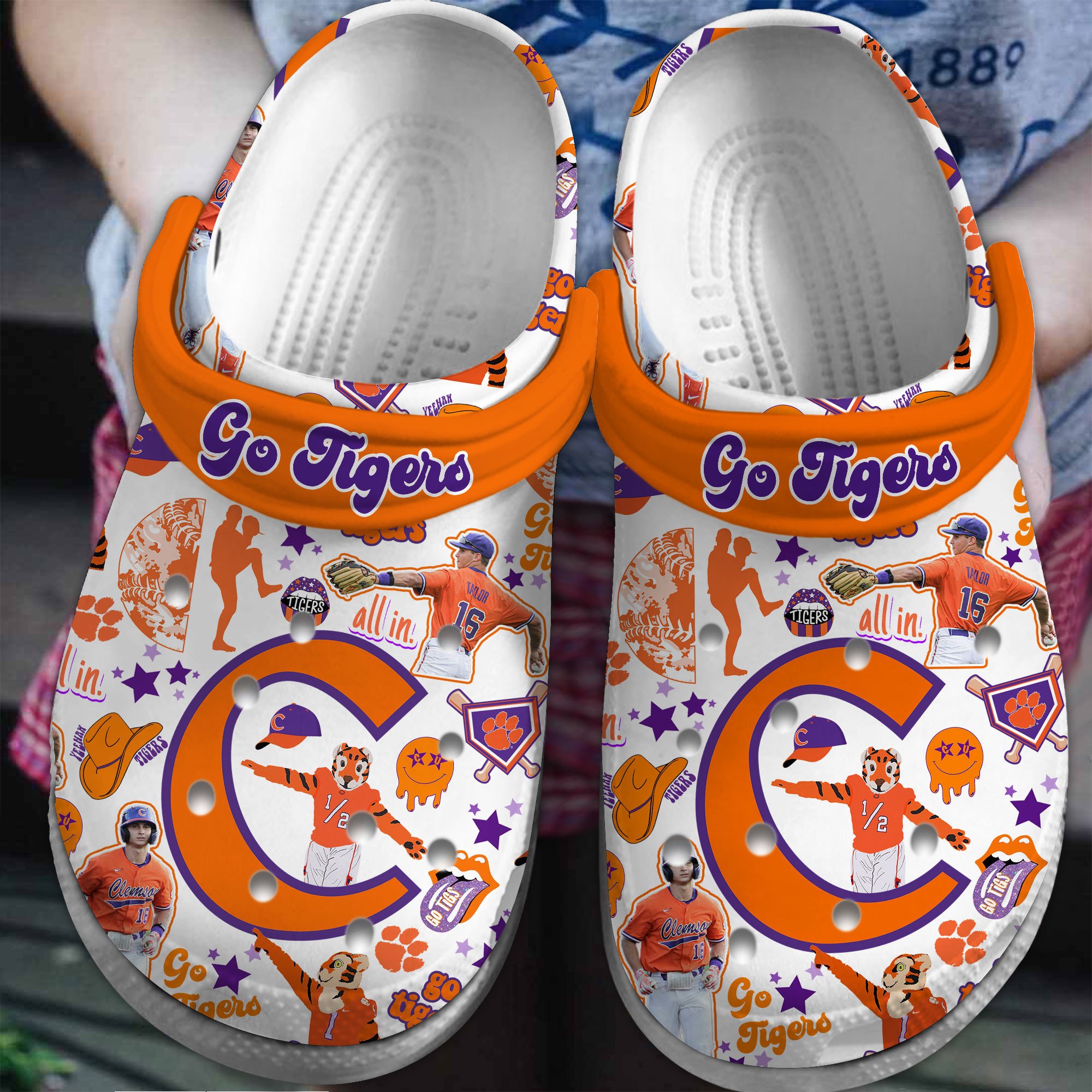 Footwearmerch Clemson Tigers NCAA Sport Crocs Crocband Clogs Shoes Comfortable For Men Women and Kids