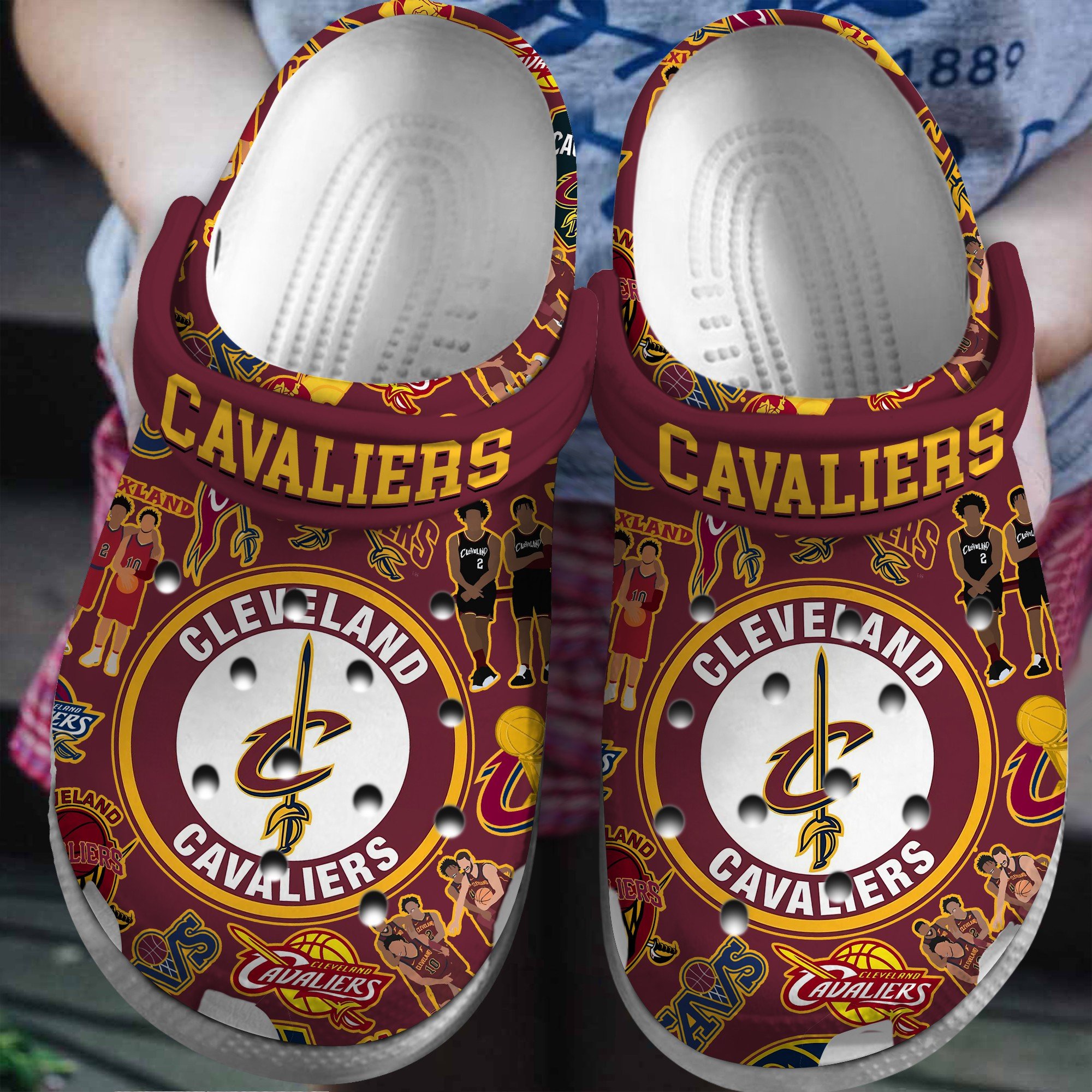 Footwearmerch Cleveland Cavaliers NBA Basketball Sport Crocs Crocband Clogs Shoes Comfortable For Men Women and Kids