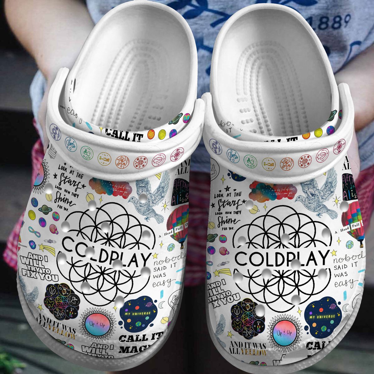 Footwearmerch Coldplay Music Crocs Crocband Clogs Shoes Comfortable For Men Women and Kids