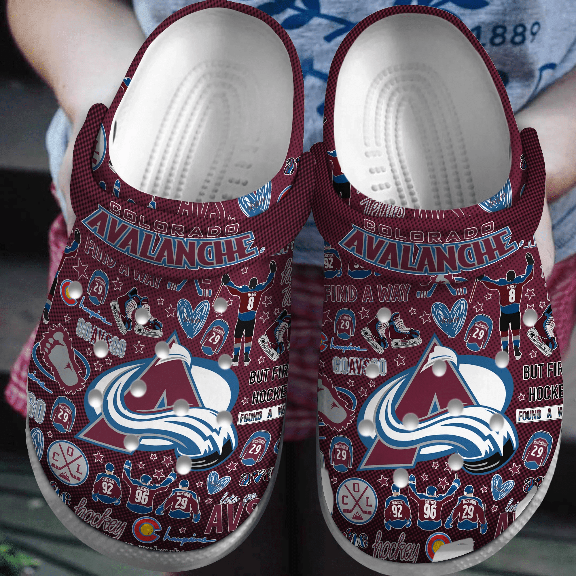 Footwearmerch Colorado Avalanche NHL Sport Crocs Crocband Clogs Shoes Comfortable For Men Women and Kids