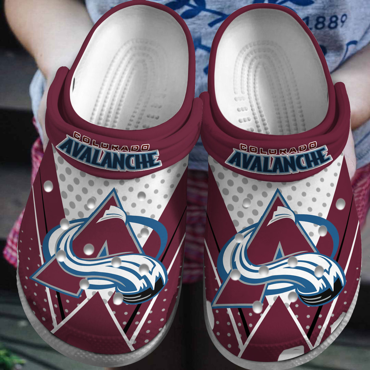 Footwearmerch Colorado Avalanche NHL Sport Crocs Crocband Clogs Shoes Comfortable For Men Women and Kids