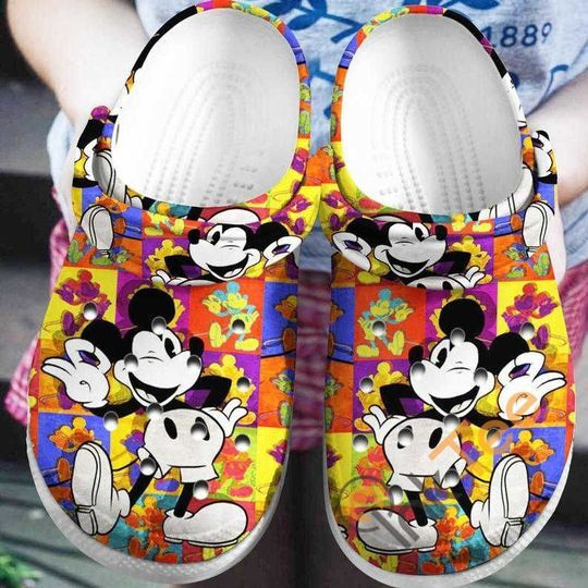 Footwearmerch Colorful Mickey Mouse Cartoon Crocs Crocband Shoes Clogs Custom Name For Men Women And Kids