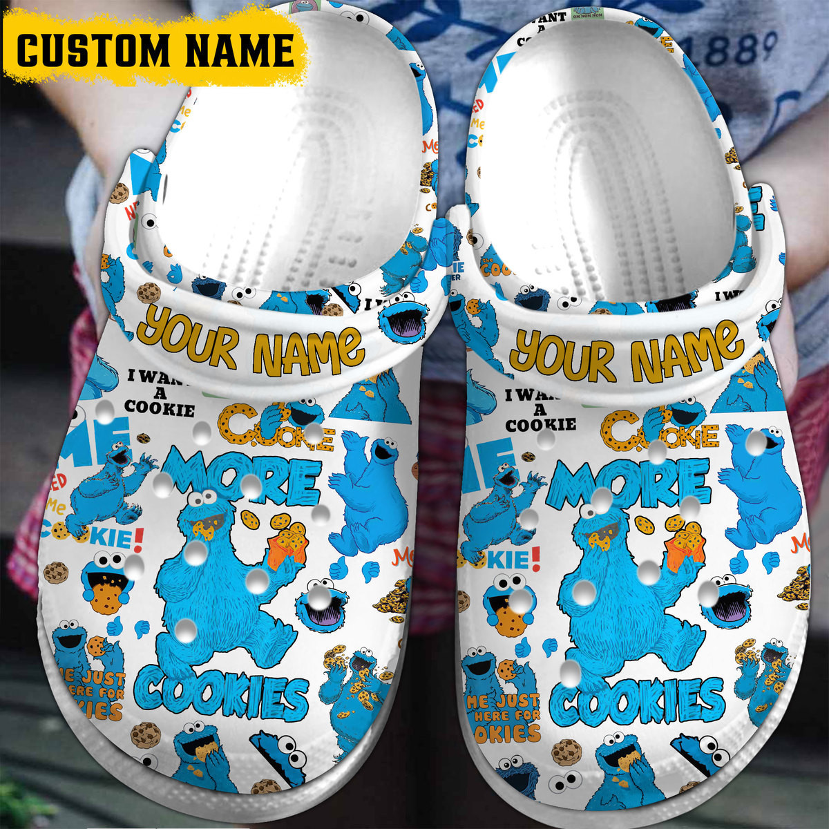 Footwearmerch Cookie Monster TV Series Crocs Crocband Clogs Shoes Comfortable For Men Women and Kids