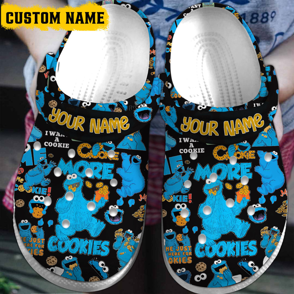 Footwearmerch Cookie Monster TV Series Crocs Crocband Clogs Shoes Comfortable For Men Women and Kids