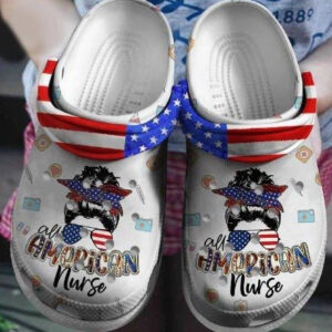 Footwearmerch Cool Girl Glasses American Nurse Shoes 4Th Of July - Nurse Shoe Gift