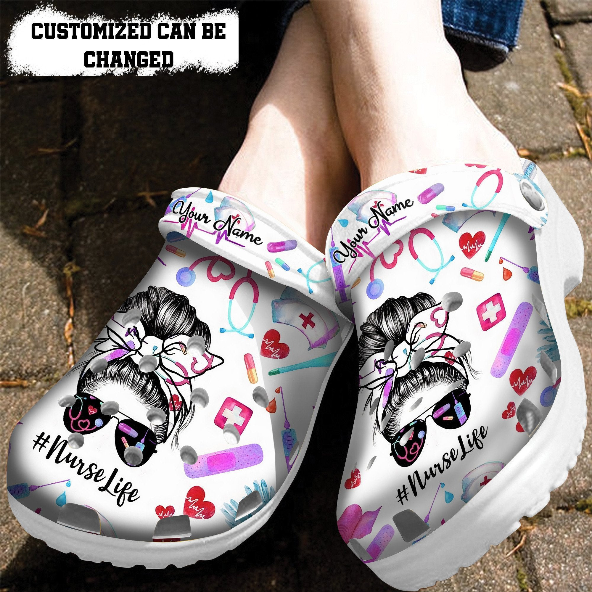 Footwearmerch Cool Nurse Life Shoes Birthday Gift Wife Daughter- Nurse Mom Shoes Croc Clogs Customize