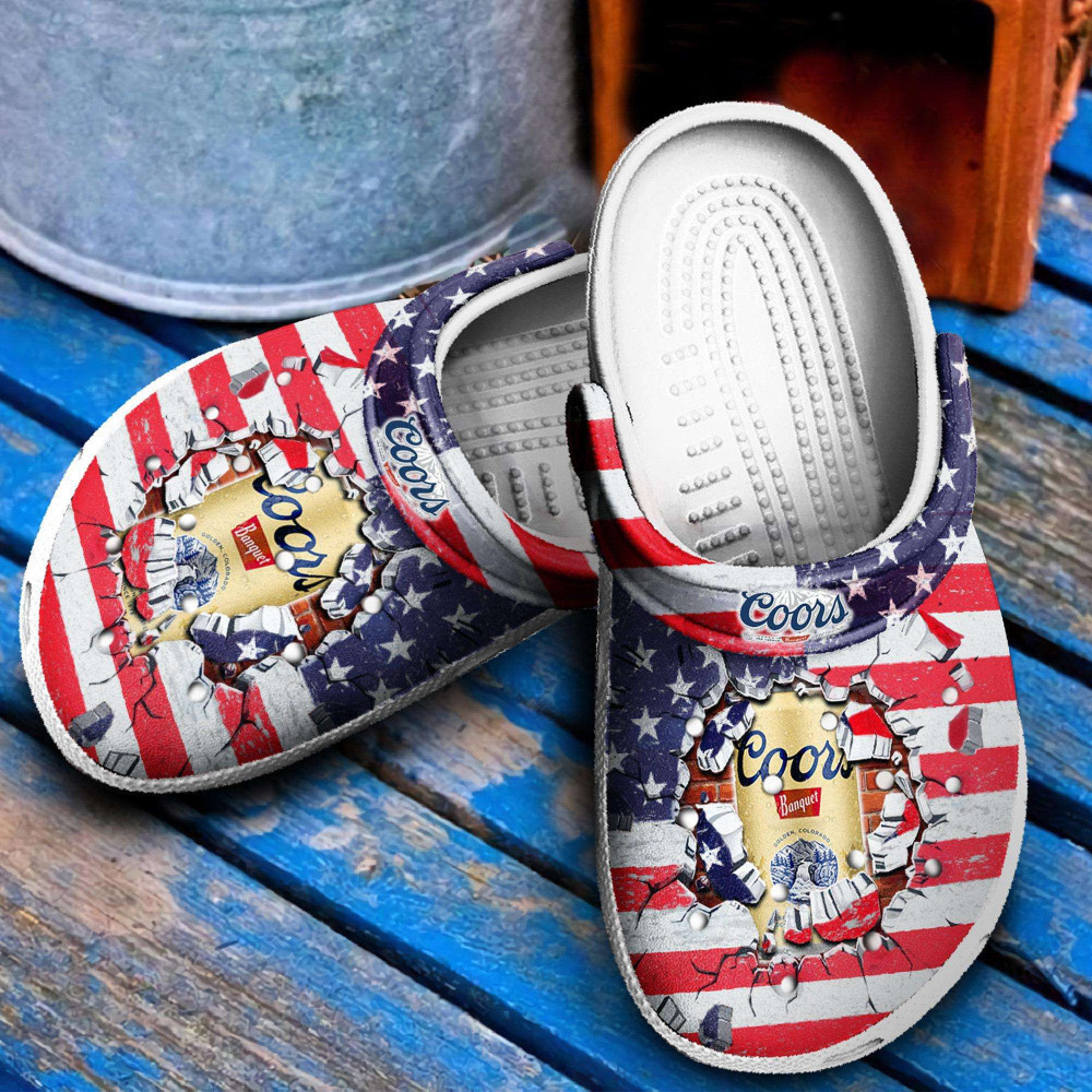 Footwearmerch Coors Banquet American Flag Break Clogs Shoes