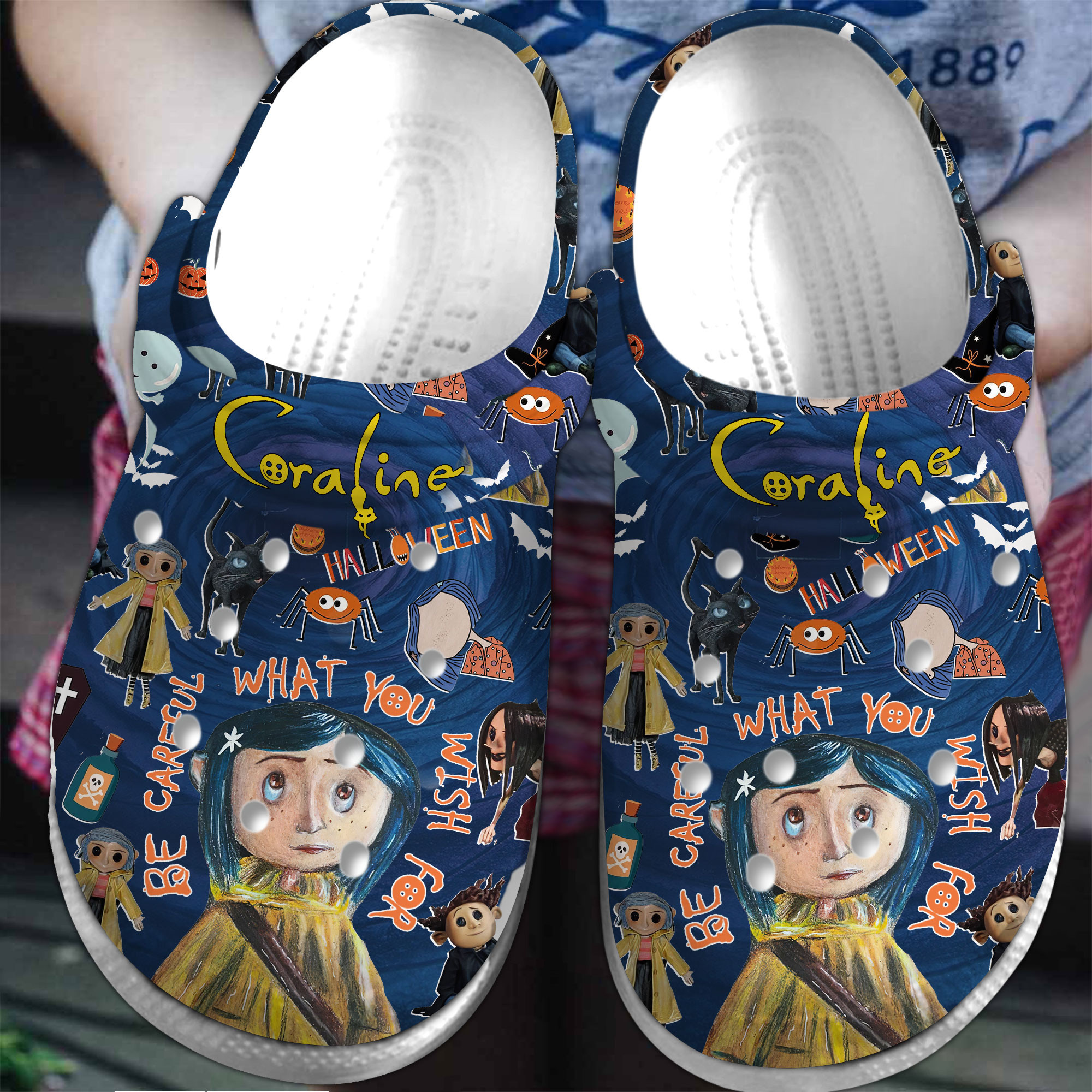 Footwearmerch Coraline Cartoon Crocs Crocband Clogs Shoes Comfortable For Men Women and Kids