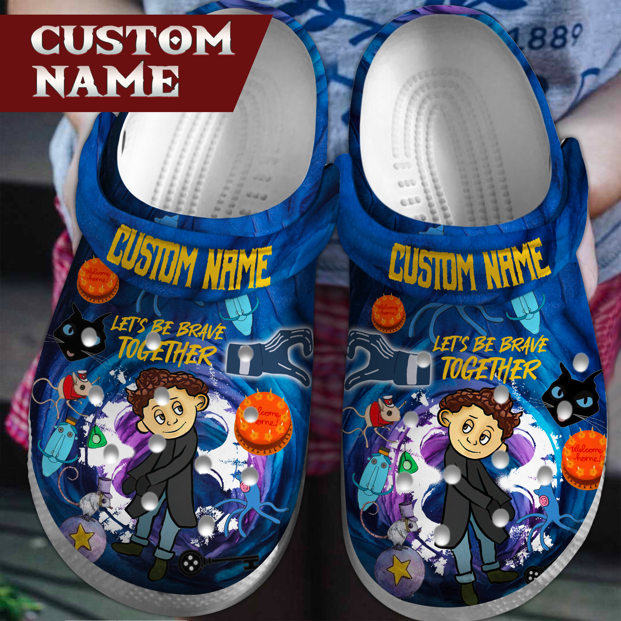 Footwearmerch Coraline Cartoon Crocs Crocband Clogs Shoes Comfortable For Men Women and Kids