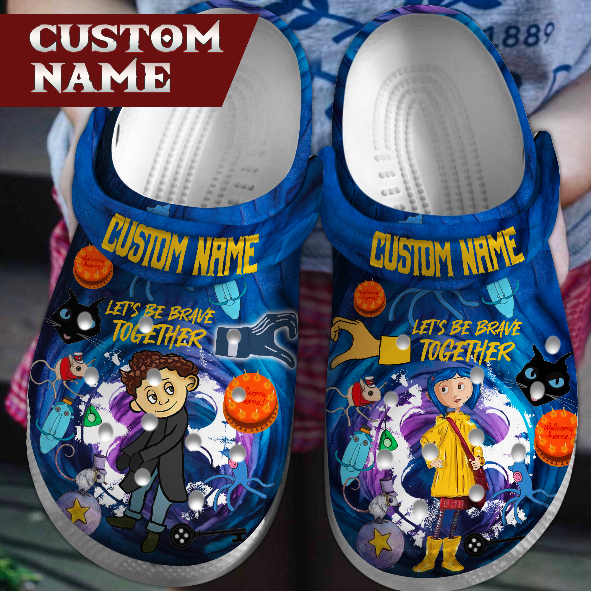 Footwearmerch Coraline Cartoon Crocs Crocband Clogs Shoes Comfortable For Men Women and Kids