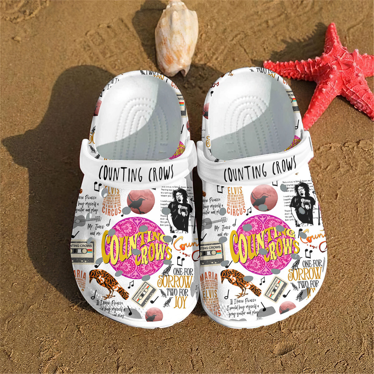 Footwearmerch Counting Crows Music Crocs Crocband Clogs Shoes Comfortable For Men Women and Kids