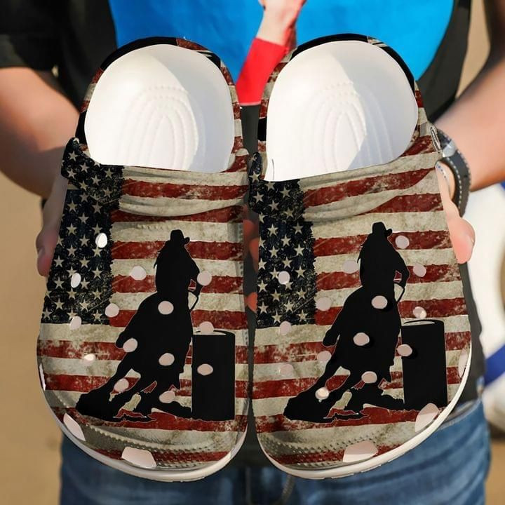 Footwearmerch Cowboy American Flag Gift For Lover Rubber clog Shoes Comfy Footwear
