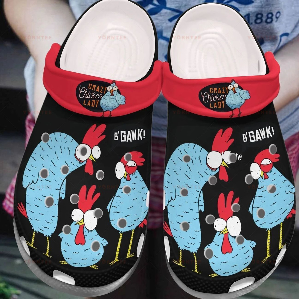 Footwearmerch Crazy Chicken Lady 6 Gift For Lover Rubber clog Shoes Comfy Footwear