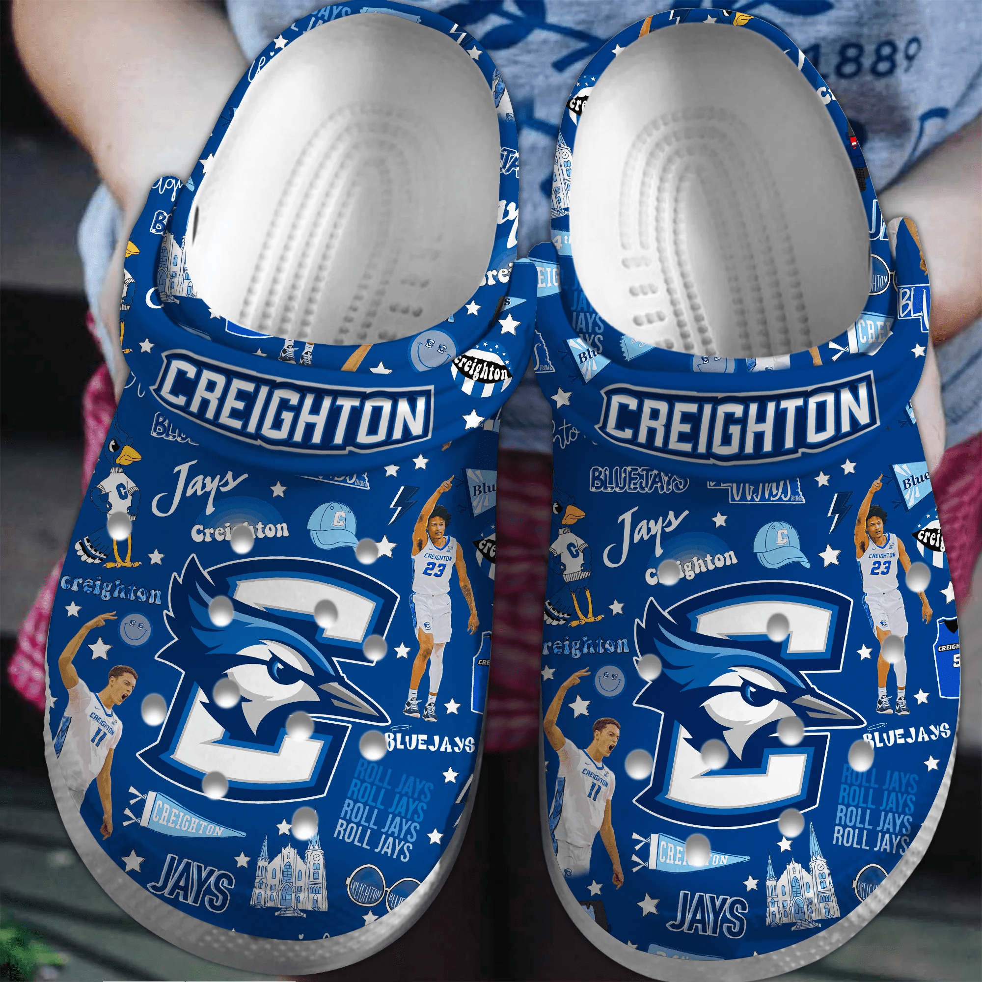 Footwearmerch Creighton Bluejays NCAA Sport Crocs Crocband Clogs Shoes Comfortable For Men Women and Kids