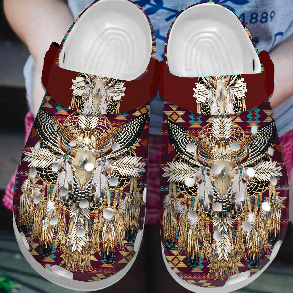 Footwearmerch Native American Crocs Clog Shoes For Kid and Adult