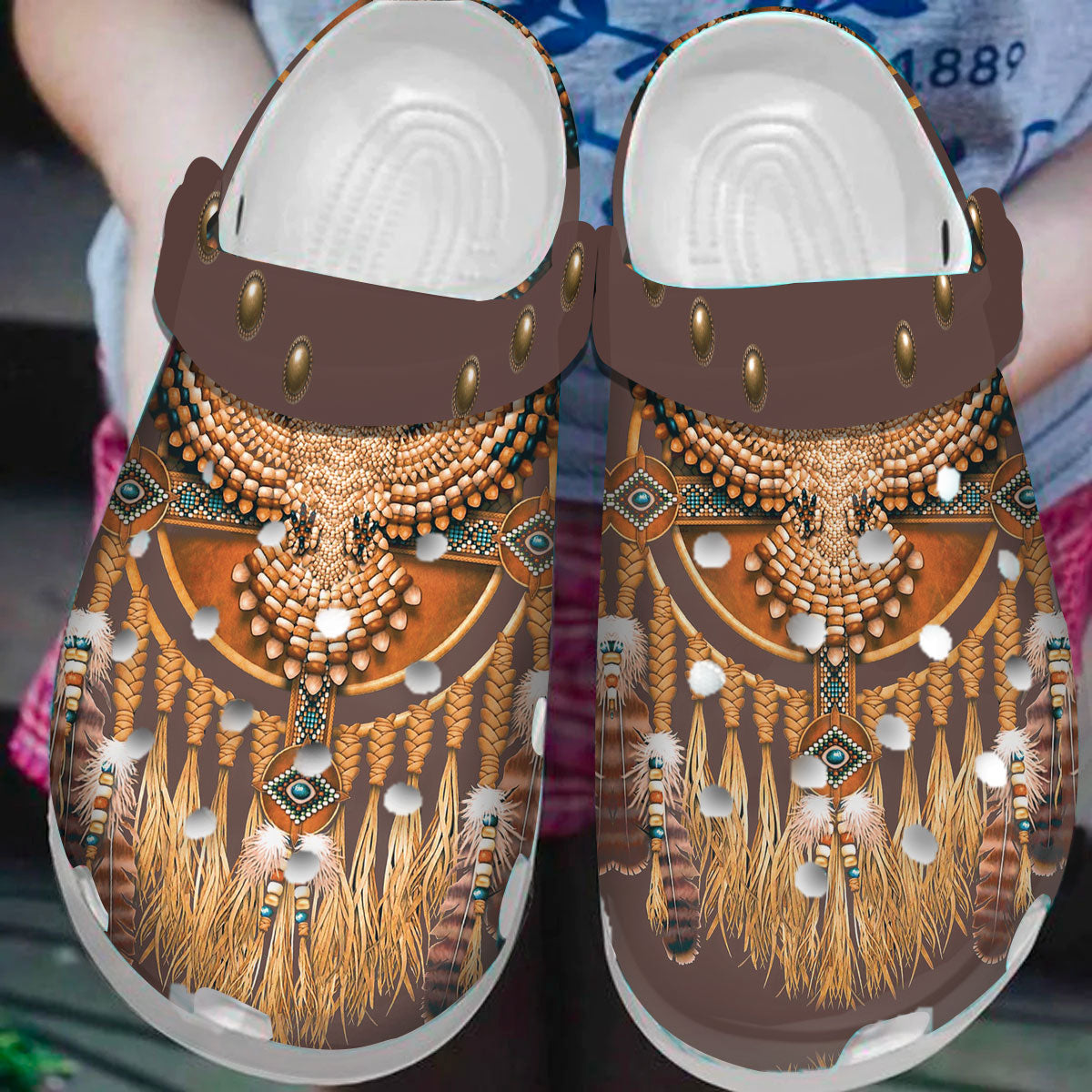 Footwearmerch Native American Crocs Clog Shoes For Kid and Adult