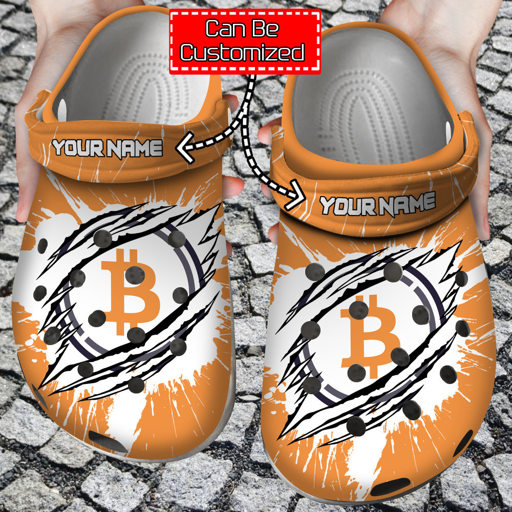 Footwearmerch Crypto - Personalized Wbtc Coin Ripped Through Clog Shoes For Men And Women