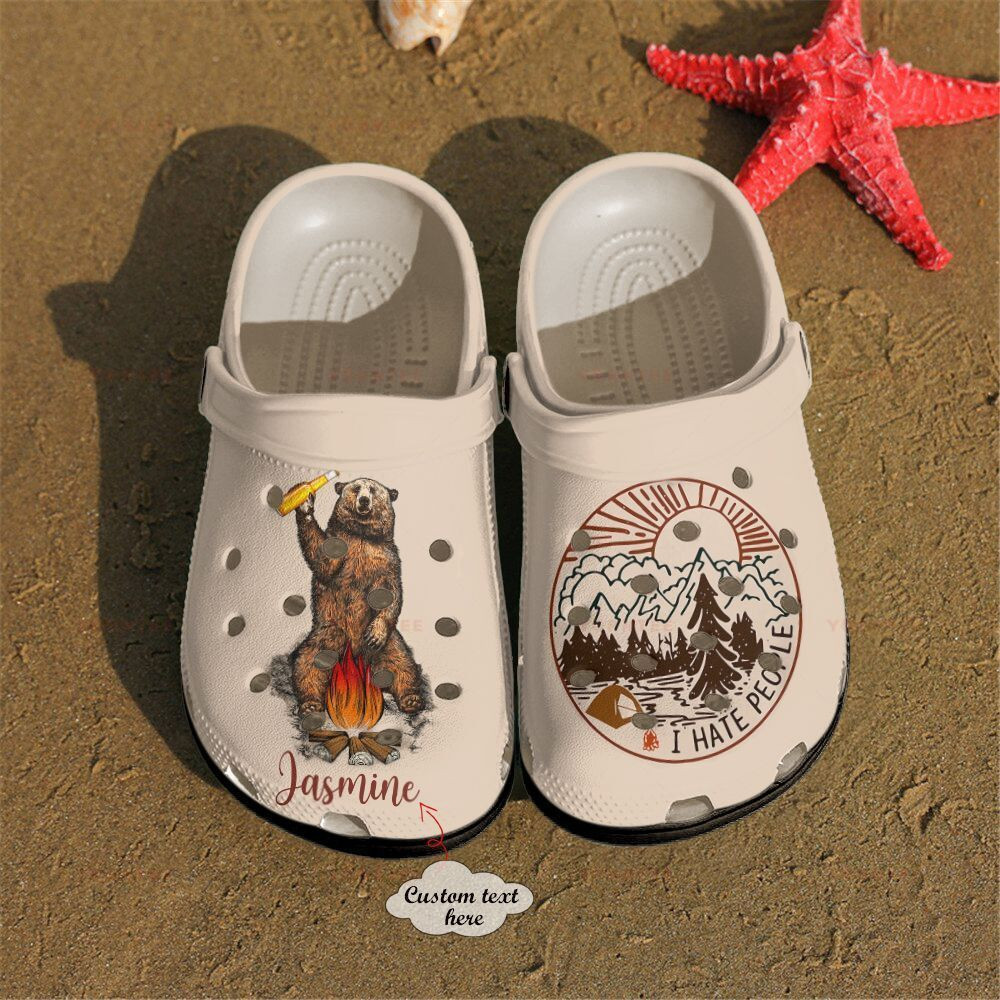 Footwearmerch Custom Name I Hate People Camping Gift For Lover Rubber clog Shoes Comfy Footwear