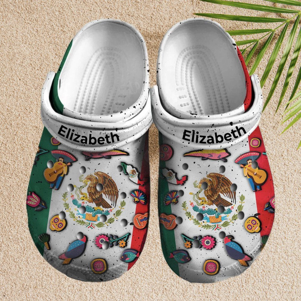 Footwearmerch Custom Name Mexico Symbols Clogs Shoes