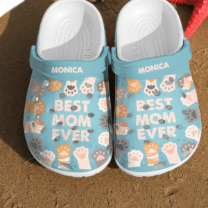 Footwearmerch Custom Name Paw Best Mom Ever Rubber clog Shoes Comfy Footwear