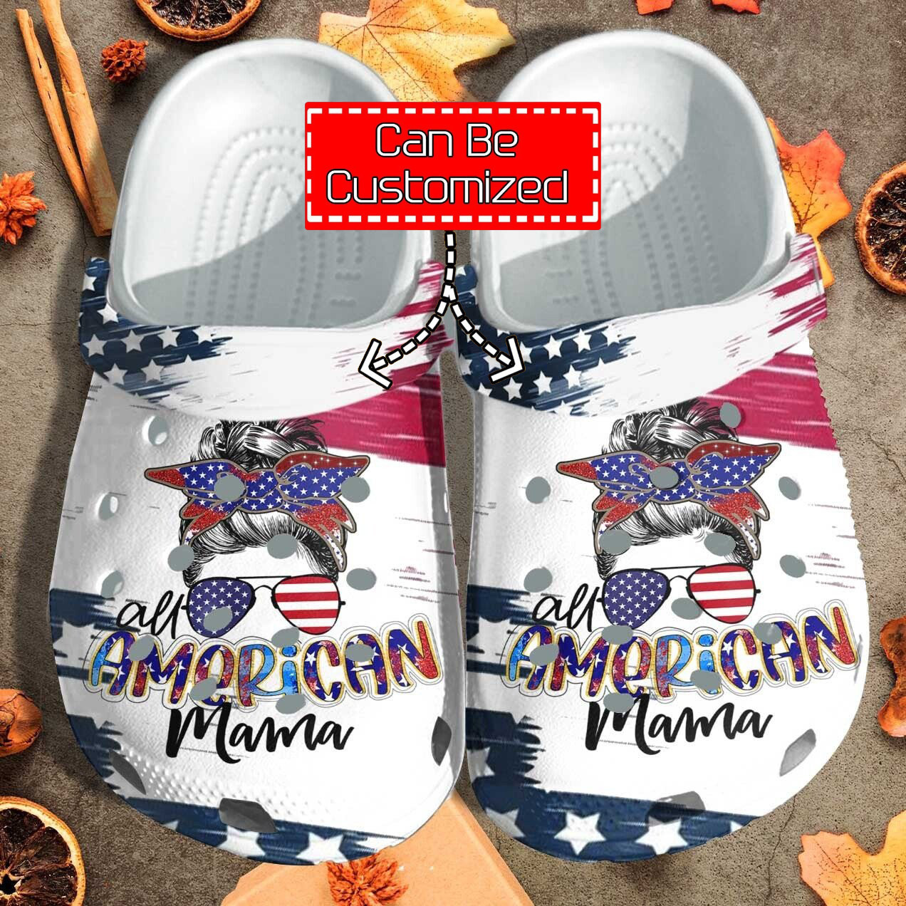 Footwearmerch Custom Personalized All American Mama Messy Custom Clog Shoes