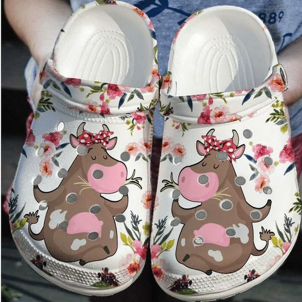 Footwearmerch Cute Cow Personalized 6 Gift For Lover Rubber clog Shoes Comfy Footwear