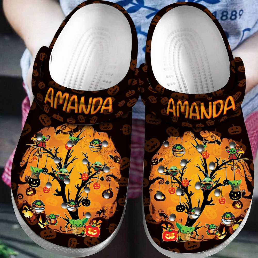 Footwearmerch Cute Halloween Tree Grogu Rubber clog Shoes Comfy Footwear