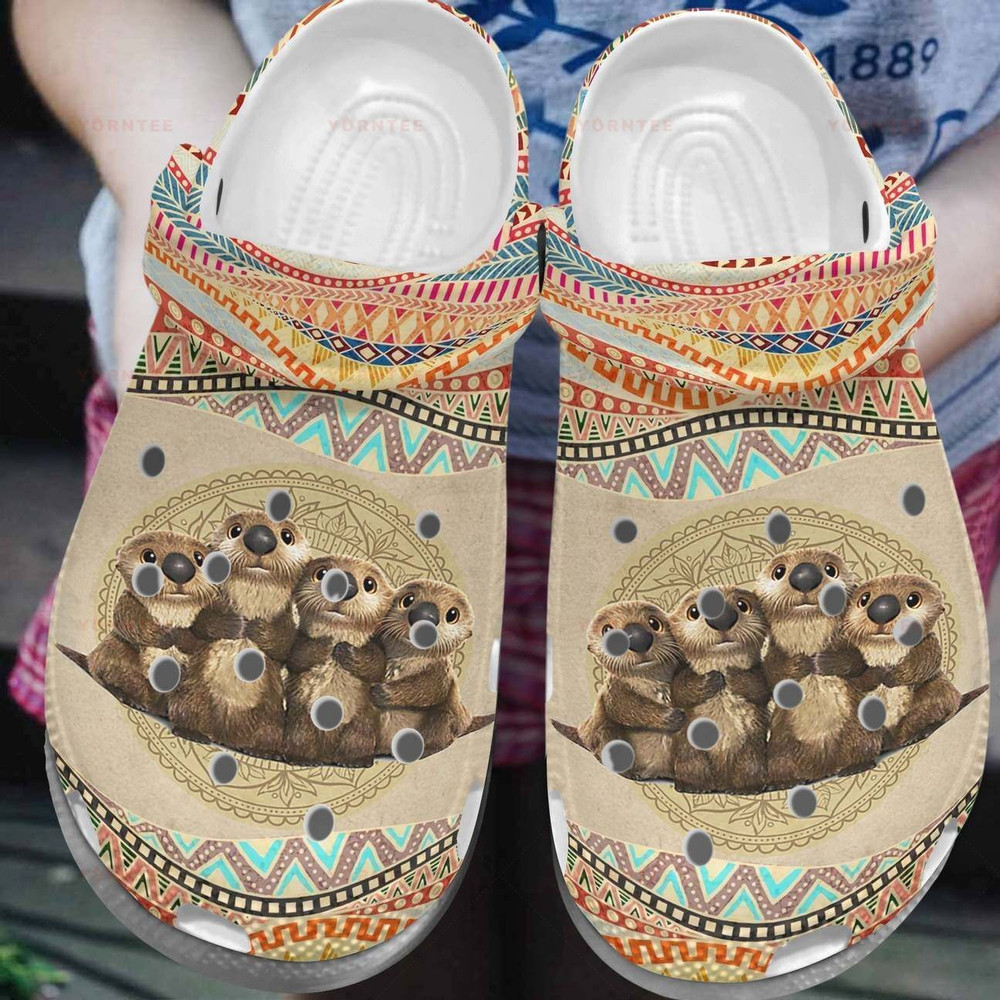 Footwearmerch Cute Otter Family Mandala Gift For Lover Rubber clog Shoes Comfy Footwear