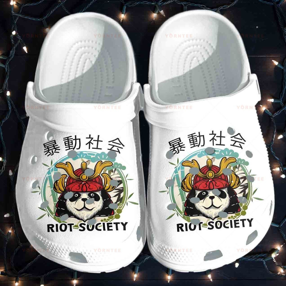 Footwearmerch Cutie Panda Japanese Style Riot Society Panda Gift For Lover Rubber clog Shoes Comfy Footwear